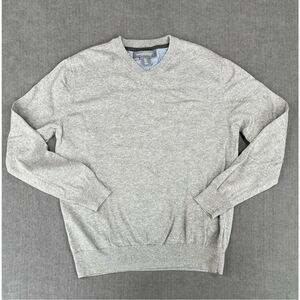 Grayson and Dunn Sweater Men L Gray V Neck Pullover Lightweight Business Casual